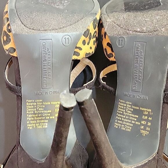 CHRISTIAN SIRIANO LEOPARD PRINT ADJUSTABLE ANKLE STRAP POINTED TOE SHOE - Picture 16 of 16